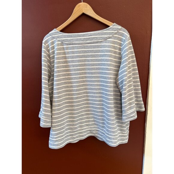 Old Navy Women's Gray White Striped Scoop Neck Blouse XXL Casual Relaxed - Picture 3 of 4